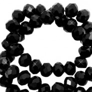 Faceted glass beads 8x6mm disc Sky black-pearl shine coating